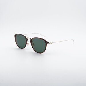 Montblanc MB0155S 002 Sunglasses Havana/Gold Square Frame, Green Lenses